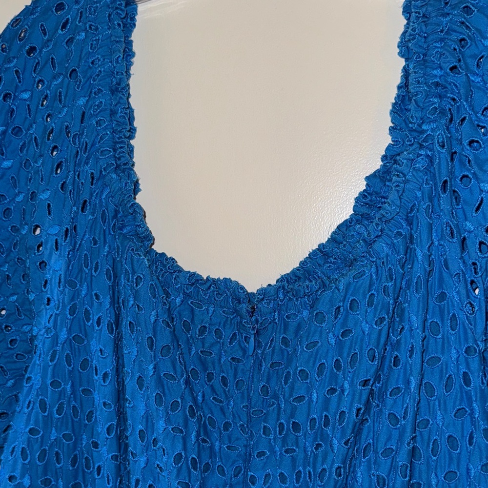 Lane Bryant Blue Midi Eyelet Dress; Spring, Summertime dress. Plus size. - Picture 6 of 9